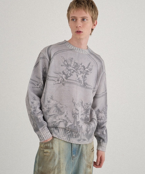 「WISH FOR EVER」 長袖ニット SMALL ブラウン メンズ_画像8