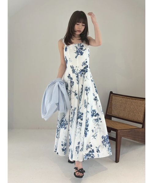 ワンピース 「00サイズあり」レイヤードライクフラワーワンピース／ウォッシャブルの画像