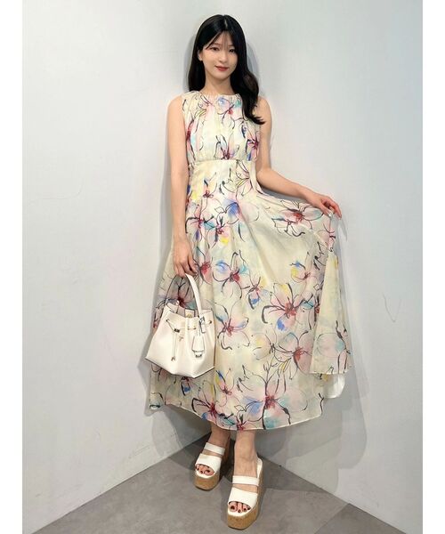 OUNNOUN シアータックワンピース　MERCURYDUO フラワー　花柄 MERCURYDUO（マーキュリーデュオ） ワンピース フラワータックギャザー