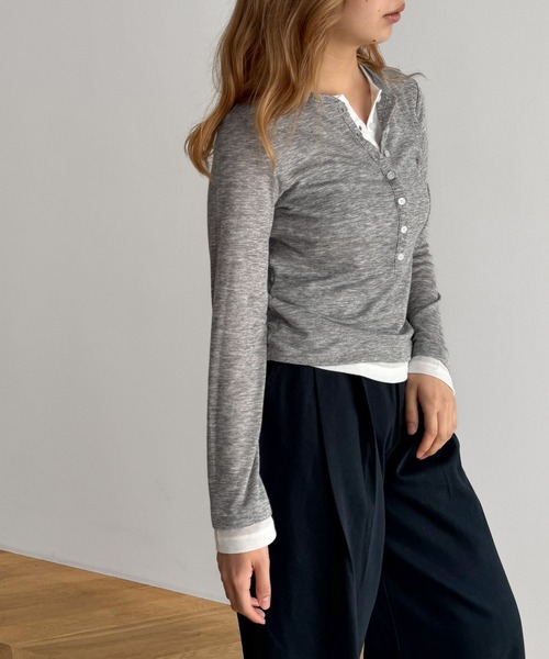 「CANAL JEAN」 長袖カットソー ONE SIZE ベージュ レディース_画像2
