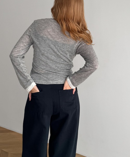 「CANAL JEAN」 長袖カットソー ONE SIZE ベージュ レディース_画像3