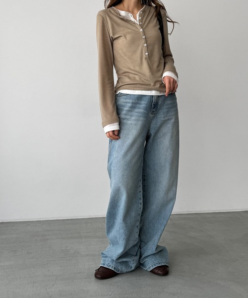「CANAL JEAN」 長袖カットソー ONE SIZE ベージュ レディース_画像8