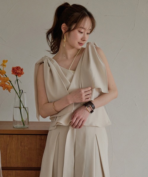 mideal（マイディール） 2way ribbon asymmetry tops / 2wayリボン