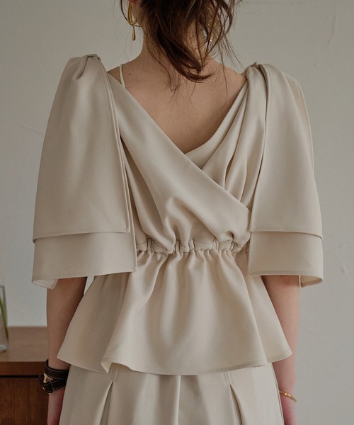 mideal（マイディール） 2way ribbon asymmetry tops / 2wayリボン