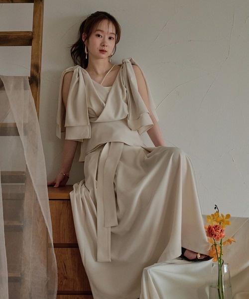mideal（マイディール） 2way ribbon asymmetry tops / 2wayリボン