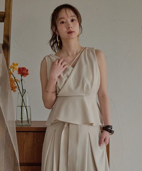 mideal（マイディール） 2way ribbon asymmetry tops / 2wayリボン