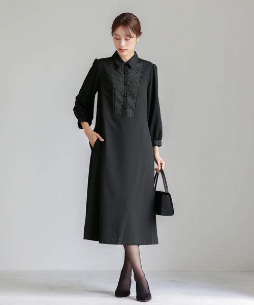 喪服 ワンピース 卒業式 卒園式 喪服・礼服「洗えるフォーマル」胸元
