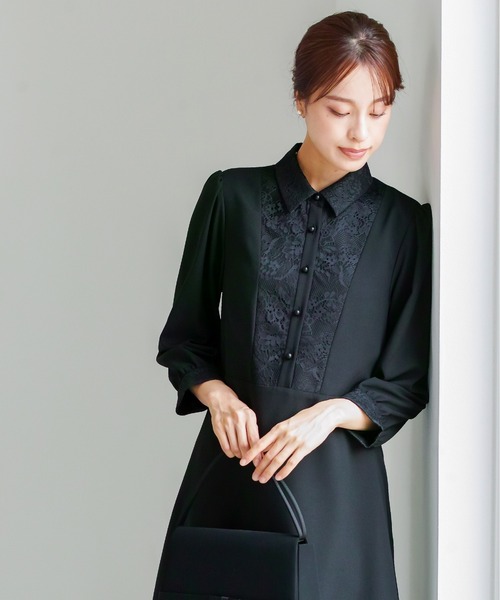 喪服 ワンピース 卒業式 卒園式 喪服・礼服「洗えるフォーマル」胸元