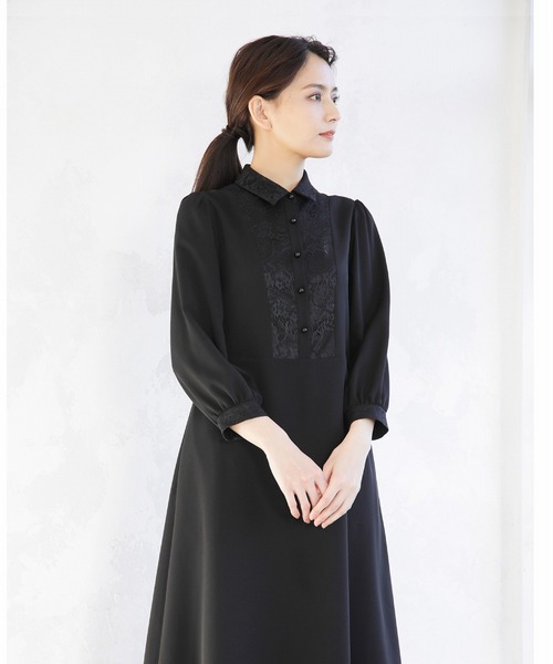喪服 ワンピース 卒業式 卒園式 喪服・礼服「洗えるフォーマル」胸元