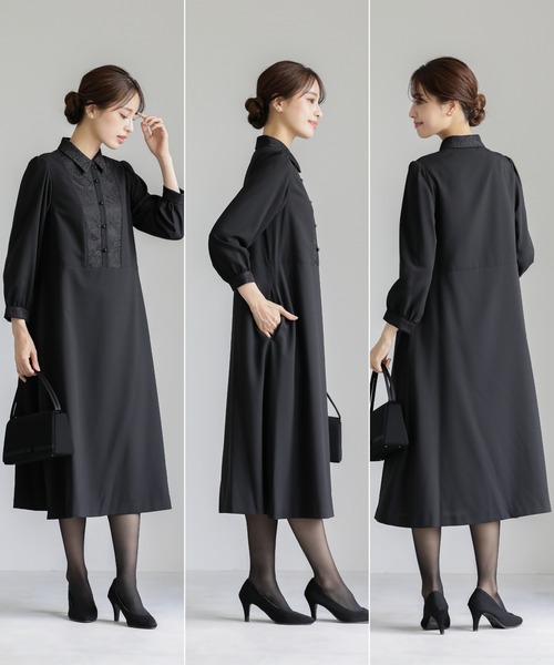 喪服 ワンピース 卒業式 卒園式 喪服・礼服「洗えるフォーマル」胸元
