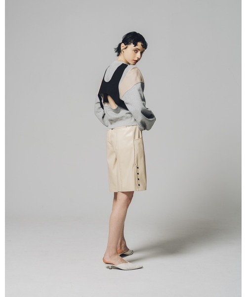 パンツ フェイクレザーステッチハーフパンツ
