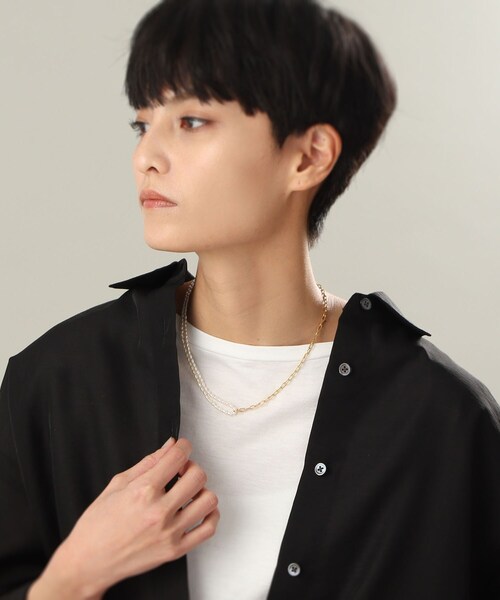 【kishiko0855】ハーフチェーンネックレス COCOSHNIK ネックレス シルバー バロックパール ハーフチェーン