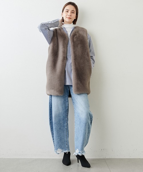 【週末限定】Whim Gazette THE PAUSE フェイクファージレ Whim Gazette ベスト 【THE PAUSE】フェイクファージレ