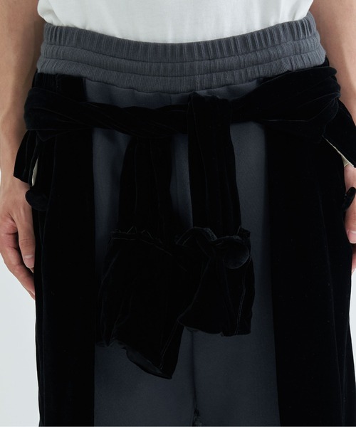 masu スウェットショーツ MASU（エムエーエスユー）のGRUNGE VELVET SHORTS BLACK