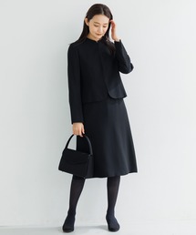 【美品】カルヴェン　高級ブラックフォーマル　ワンピースジャケット　セットアップ 商品番号1003210]カラーレスジャケット×セットアップ風