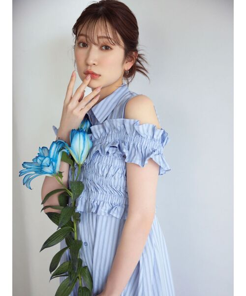 dazzlin ワンピース シャツワンピース ギャザービスチェSET dazzlin ワンピース シャツワンピース ギャザービスチェSET