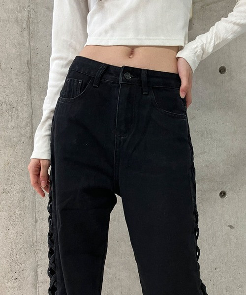 pelle pelle ペレペレ サイドレースアップ ストレートデニムパンツ pelle pelle ペレペレ サイドレースアップ ストレートデニムパンツ