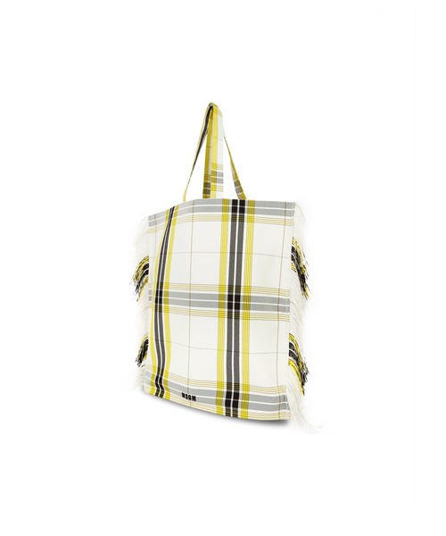MSGM トートバッグ バッグ テクノキャンバスチェック マキシトート 