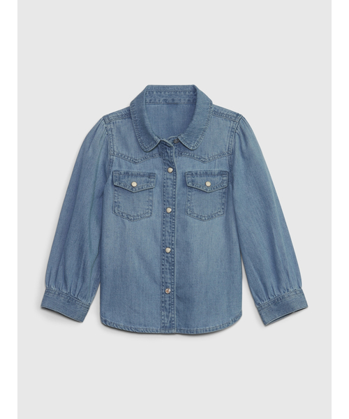 GAP」 「KIDS」長袖シャツ - ライトインディゴブルー キッズ 