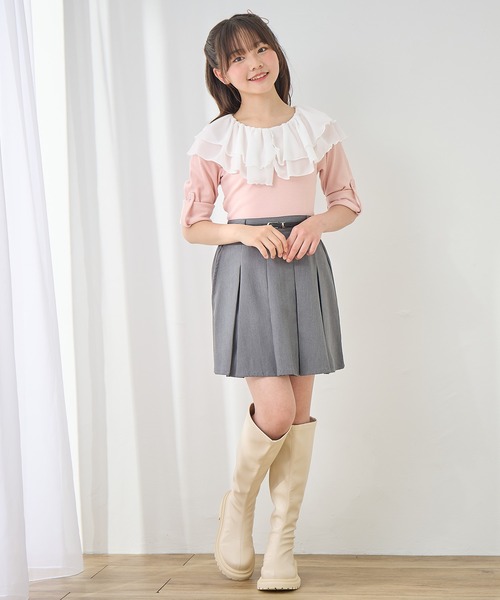 Amourire girl スカート ベルト付きワイドプリーツスカート