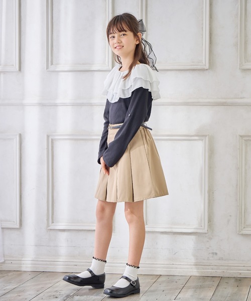 Amourire girl スカート ベルト付きワイドプリーツスカート