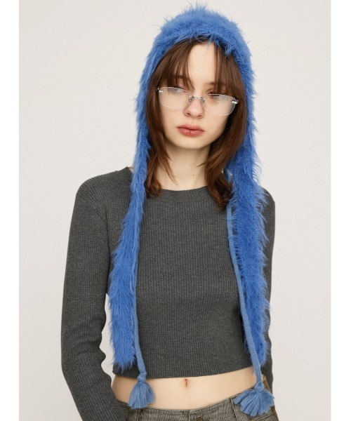 SHAGGY RIBBON BEANIE シャギー リボン ビーニー SLY ニット帽 ニットキャップ SHAGGY RIBBON BEANIE シャギー