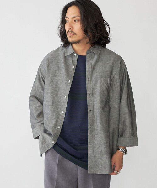 SHIPS シャツ SHIPS: Herdmans コットン/リネン 7スリーブシャツ