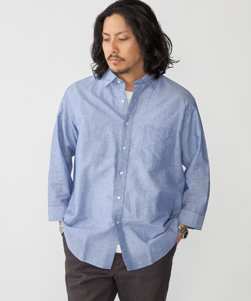 few コットンリネンシャツ OXFORD】コットンリネン セミワイドカラーシャツ（シャツ