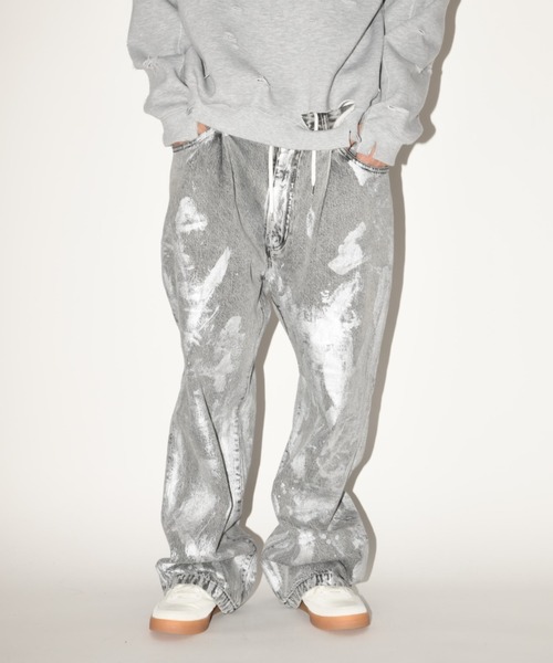 SUPERTHANKS（スーパーサンクス） ジーンズ シルバーペイント オーバー