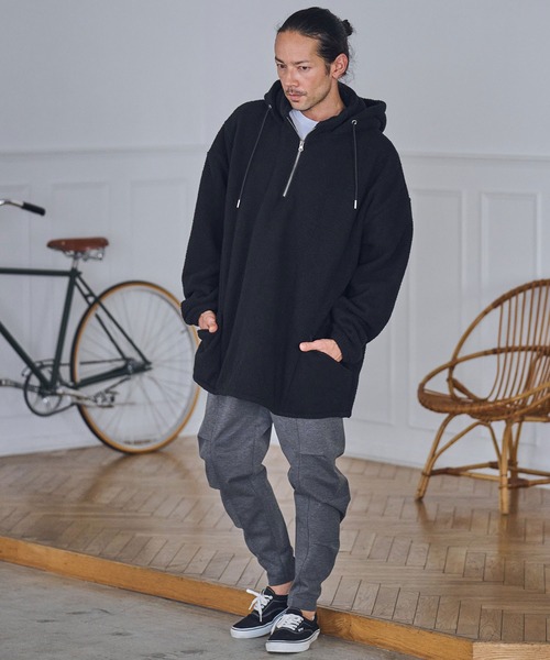 CAMBIO（カンビオ） パーカー mpa3572- ボアハーフジップパーカー