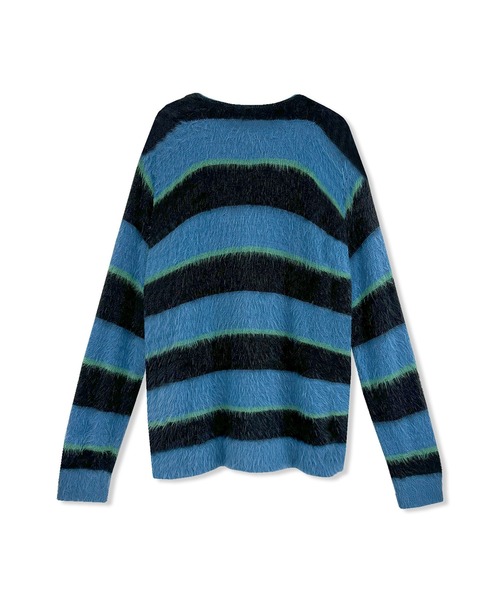 ANDGEEBEE カーディガン UNISEX ボーダーシャギーカーデ