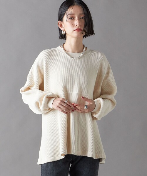 【シップス　ウィメン】SHIPS NINE CASE:ワッフル ロング スリーブ TEE SHIPS tシャツ NINE CASE:ワッフル ロング スリーブ TEE