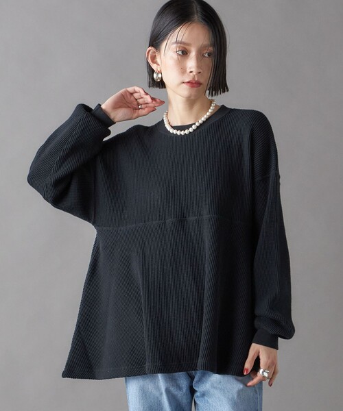 【シップス　ウィメン】SHIPS NINE CASE:ワッフル ロング スリーブ TEE SHIPS tシャツ NINE CASE:ワッフル ロング スリーブ TEE