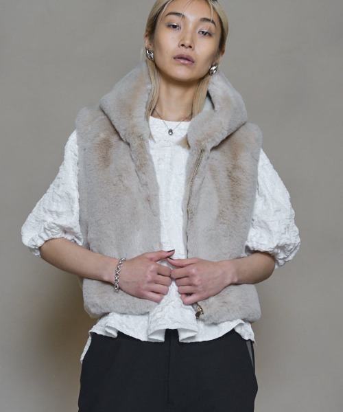 ベスト ジレ Mont Fake mouton Vest  モントフェイクムートンベスト レディース Muel Chic ベスト ジレ Mont Fake mouton Vest モントフェイク