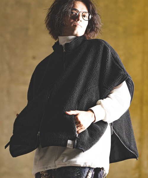 GLIMCLAP ベスト ジレ mcg3548- Zipper design teddy fleece vest