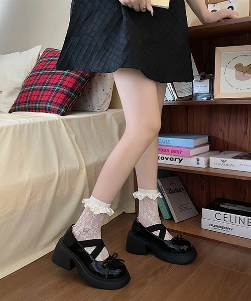 Lace Ladies（レースレディース） パンプス クロス ストラップ 厚底