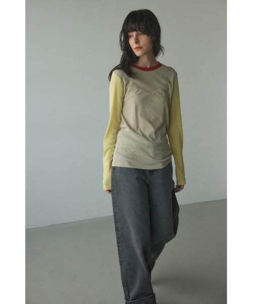 BLACK BY MOUSSY tシャツ sheer color block tops(シアーカラー