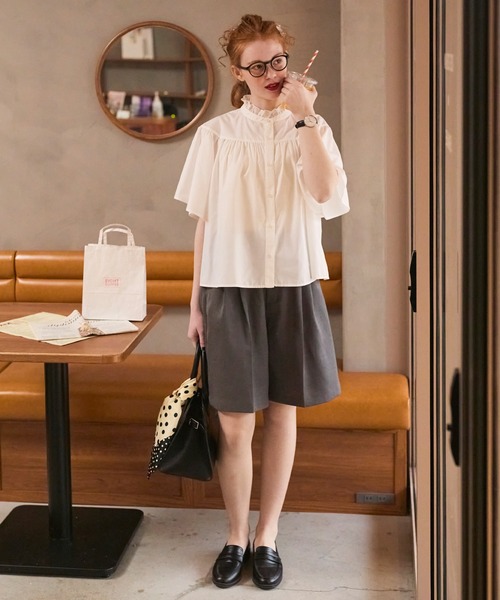【boohoo】リネンディープポケットシャツ＆ショートパンツセット リネン混シャツ&ショートパンツSET | レディースファッション