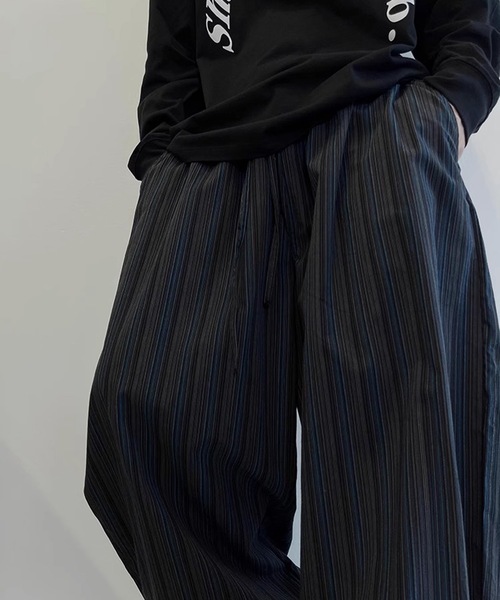 B.R.U ワイドパンツ パンツ マルチストライプワイドリラックスパンツ