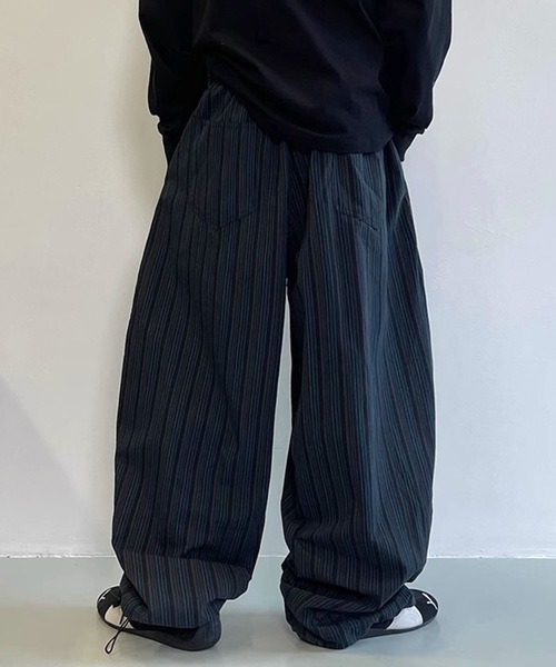 B.R.U パンツ マルチストライプワイドリラックスパンツ メンズ