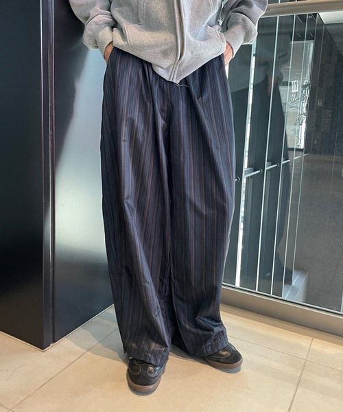 B.R.U ワイドパンツ パンツ マルチストライプワイドリラックスパンツ