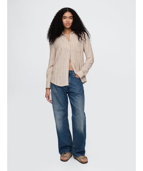 ブラウス シャツ リネンイージーシャツ レディース GAP ブラウス シャツ リネンブレンド イージーシャツ レディース