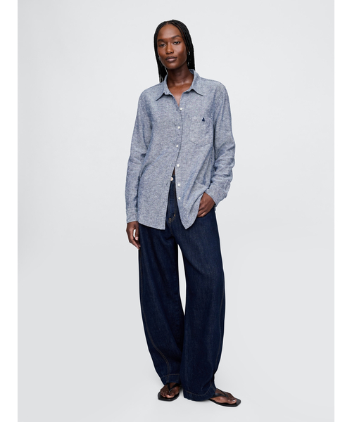 ブラウス シャツ リネンイージーシャツ レディース GAP ブラウス シャツ リネンブレンド イージーシャツ レディース