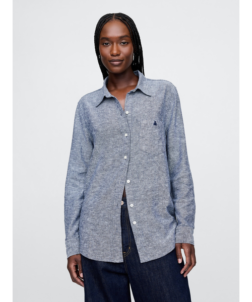 ブラウス シャツ リネンイージーシャツ レディース GAP ブラウス シャツ リネンブレンド イージーシャツ レディース