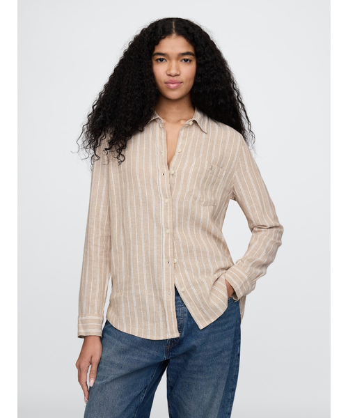 ブラウス シャツ リネンイージーシャツ レディース GAP ブラウス シャツ リネンブレンド イージーシャツ レディース
