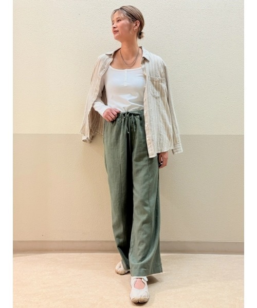 GAP ブラウス シャツ リネンブレンド イージーシャツ レディース