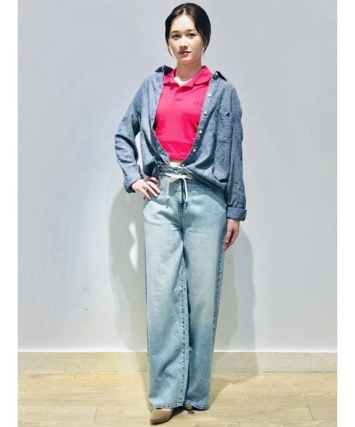 GAP ブラウス シャツ リネンブレンド イージーシャツ レディース
