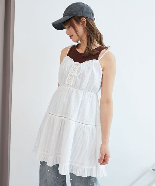 【新品未使用】ワンピース ドレス キャミワンピース フレア レースアップ 衣装 MAJESTIC LEGON ワンピース レースアップフレアキャミワンピ
