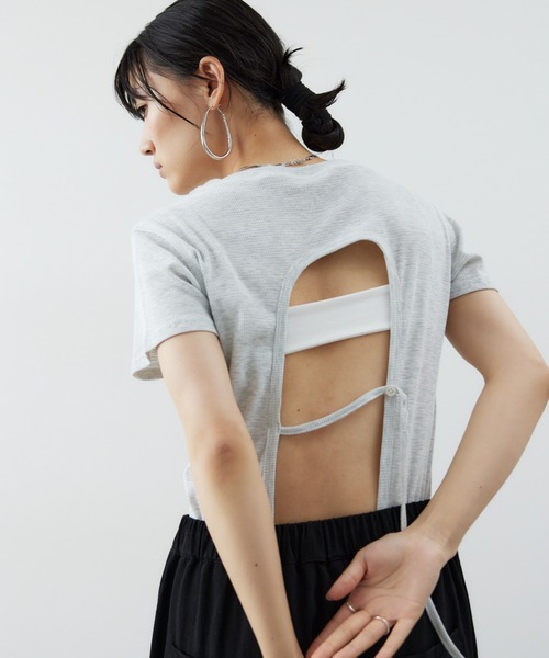 HANA Tシャツ、バッグ HANNE tシャツ バックオープンサーマルTEE レディース : ZOZOTOWN