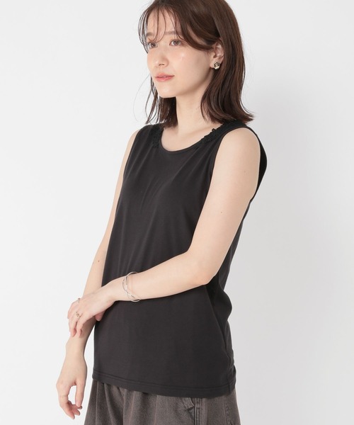 タンクトップ ノースリーブ 2way See-through Combination Tank Top/2WAYシースルーコンビタンクトップ「MAIS studio CLIP タンクトップ ノースリーブ 2WAYレースタンクトップ